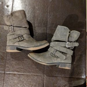 Distressed combat booties